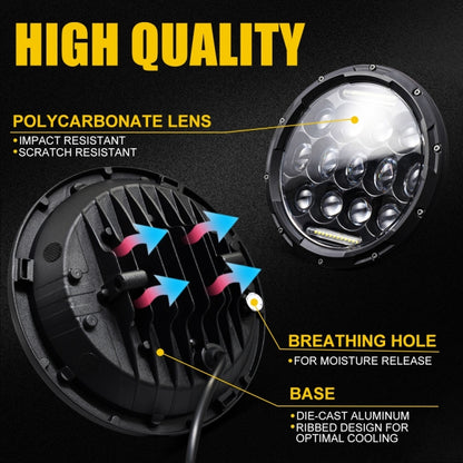 2 ชิ้น 7 นิ้ว DC10-48V 36 วัตต์ 6000 พันไฟหน้ารถจักรยานยนต์ฮาร์เลย์พร้อมโคมไฟ LED 12 SMD-5630-LED และลูกปัดโคมไฟคริสตัล 12 ชิ้น, DC10-48V 36W 6000K
