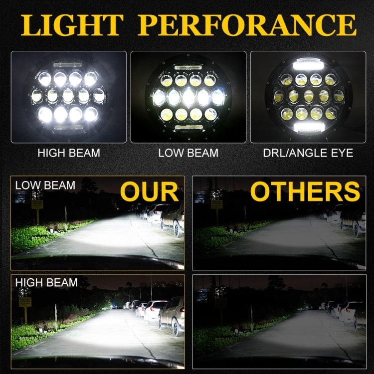 2 ชิ้น 7 นิ้ว DC10-48V 36 วัตต์ 6000 พันไฟหน้ารถจักรยานยนต์ฮาร์เลย์พร้อมโคมไฟ LED 12 SMD-5630-LED และลูกปัดโคมไฟคริสตัล 12 ชิ้น, DC10-48V 36W 6000K