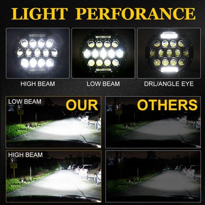 2 ชิ้น 7 นิ้ว DC10-48V 36 วัตต์ 6000 พันไฟหน้ารถจักรยานยนต์ฮาร์เลย์พร้อมโคมไฟ LED 12 SMD-5630-LED และลูกปัดโคมไฟคริสตัล 12 ชิ้น, DC10-48V 36W 6000K