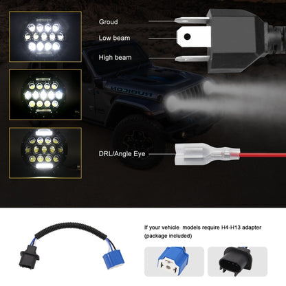 2 ชิ้น 7 นิ้ว DC10-48V 36 วัตต์ 6000 พันไฟหน้ารถจักรยานยนต์ฮาร์เลย์พร้อมโคมไฟ LED 12 SMD-5630-LED และลูกปัดโคมไฟคริสตัล 12 ชิ้น, DC10-48V 36W 6000K