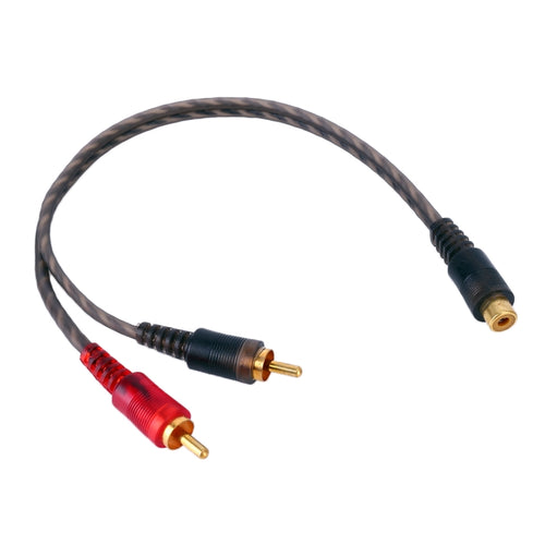 รถ AV Audio Video 1 หญิง 2 ชายทองแดงสายต่อสายไฟ, ความยาวสาย: 26 ซม, 1 Female to 2 Male (Copper)