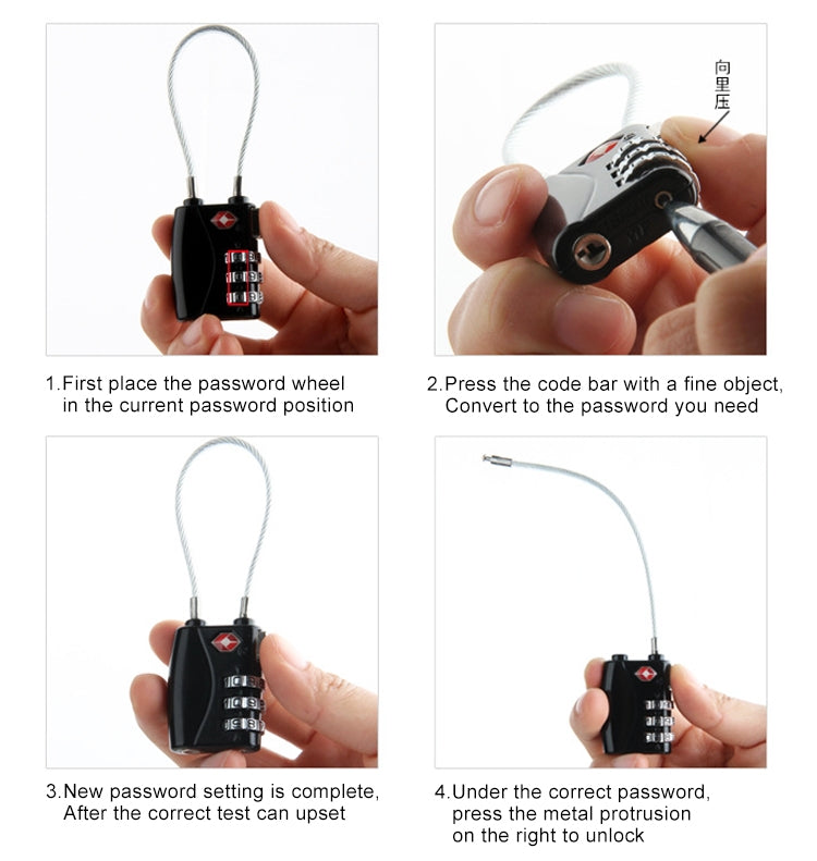JASIT TSA719 สังกะสีอัลลอยด์ 3 หลักรหัสผ่าน TSA Lock กุญแจกระเป๋าเดินทาง