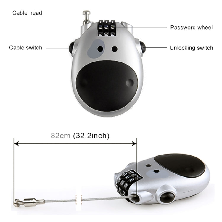 JASIT กระเป๋าเดินทางรหัสผ่านล็อควัวน่ารักมัลติฟังก์ชั่นแบบพกพา, Luggage Password Lock