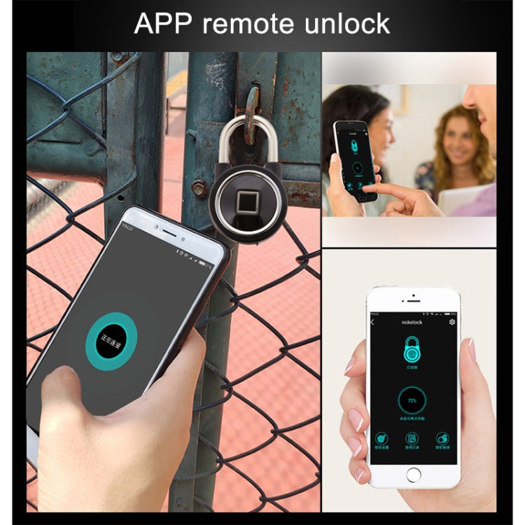 กุญแจลายนิ้วมือ Bluetooth อัจฉริยะกันน้ำ ปลดล็อคระยะไกลสำหรับ iOS / Android, Fingerprint and Remote Padlock(Black), Fingerprint and Remote Padlock(Blue), Fingerprint and Remote Padlock(Silver)