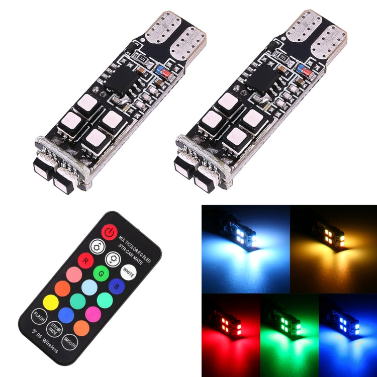 2 ชิ้น W5W 194 T10 หลายสี 10 SMD 3535 ไฟ LED รถกวาดล้างไฟเครื่องหมายพร้อมรีโมท DC 12V, 2 PCS SMD 3535