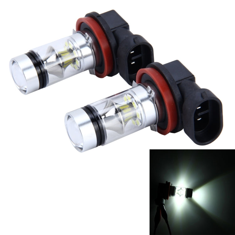 2 ชิ้น H8/H11 10W 500LM 6000K 20SMD-2835 ไฟ LED ไฟตัดหมอกรถยนต์ DC 12V, H8/H11 10W