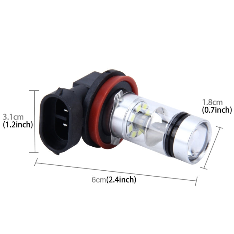 2 ชิ้น H8/H11 10W 500LM 6000K 20SMD-2835 ไฟ LED ไฟตัดหมอกรถยนต์ DC 12V, H8/H11 10W