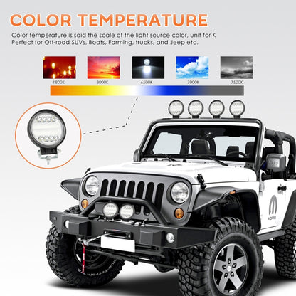 2 ชิ้น 4 นิ้ว 15 วัตต์จุด/น้ำท่วมแสงสีขาวรูปทรงกลมกันน้ำรถ SUV ไฟทำงานสปอตไลท์หลอดไฟ LED, DC 9-30 โวลต์, 4 inch 15W Round-Shaped