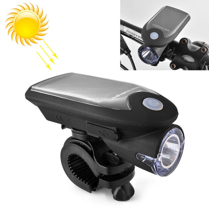 3W 240LM USB พลังงานแสงอาทิตย์รถจักรยานยนต์ / ไฟหน้าจักรยาน, Front Light Black, Front Light White
