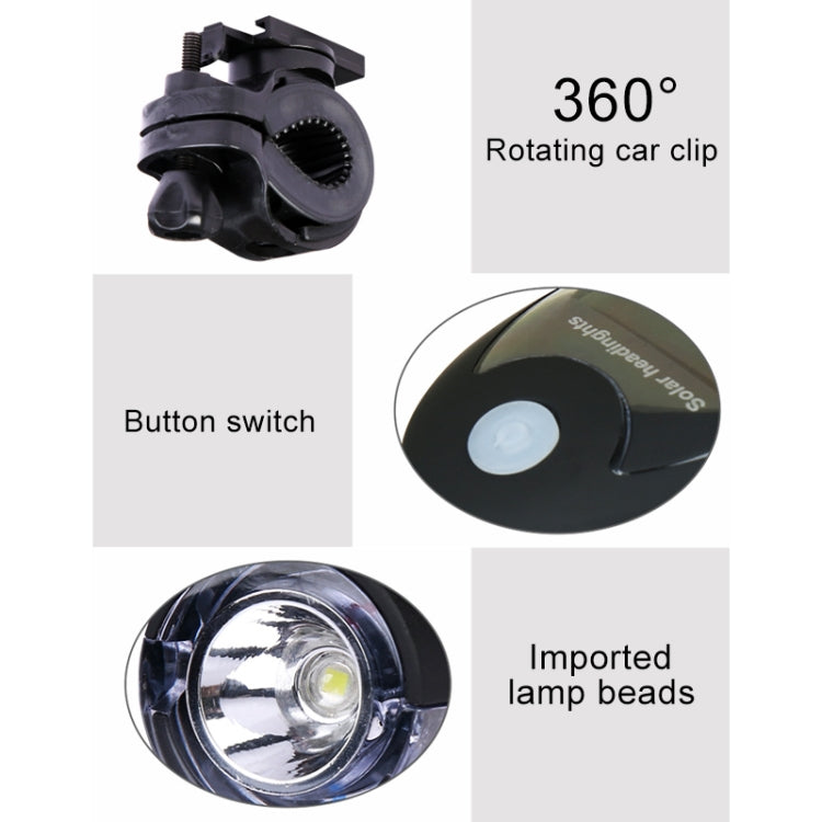3W 240LM USB พลังงานแสงอาทิตย์รถจักรยานยนต์ / ไฟหน้าจักรยาน, Front Light Black, Front Light White
