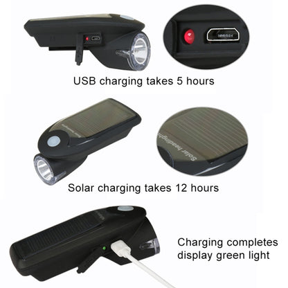 3W 240LM USB พลังงานแสงอาทิตย์รถจักรยานยนต์ / ไฟหน้าจักรยาน, Front Light Black, Front Light White