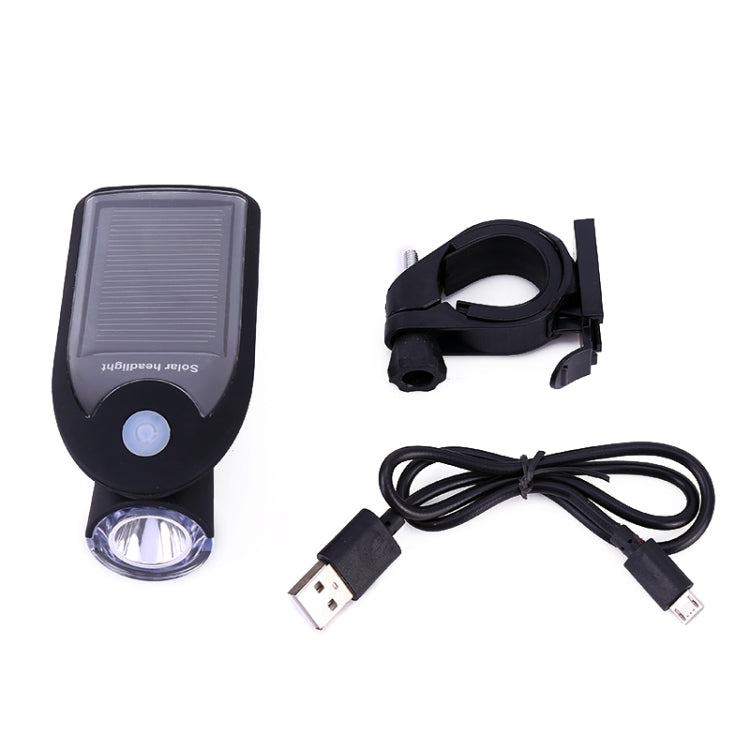 3W 240LM USB พลังงานแสงอาทิตย์รถจักรยานยนต์ / ไฟหน้าจักรยาน, Front Light Black, Front Light White