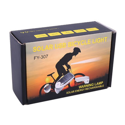 3W 240LM USB พลังงานแสงอาทิตย์รถจักรยานยนต์ / ไฟหน้าจักรยาน, Front Light Black, Front Light White