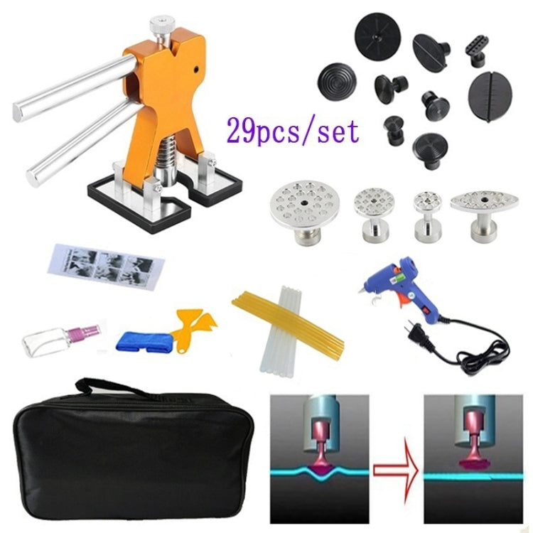 29 in 1 Auto Car Dent Lifter-กาวดึงอลูมิเนียมอัลลอยด์แท็บตัวถังรถซ่อมชุดเครื่องมือพร้อมปืนกาว 20W,ปลั๊ก US หรือปลั๊ก EU, 29 in 1
