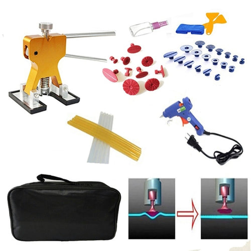 44 in 1 Auto Car Metal PDR Dent Lifter-กาวดึง Tab Hail Removal Paintless ซ่อมชุดเครื่องมือพร้อมปืนกาว 20W, ปลั๊ก US หรือปลั๊ก EU, 44 in 1