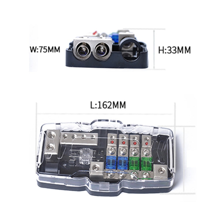 เครื่องเสียงรถยนต์สเตอริโอ Distribution Block Ground Mini ANL ฟิวส์ 4 Way ฟิวส์ 30A 60A 80Amp พร้อม LED, 4 Way Fuse Block