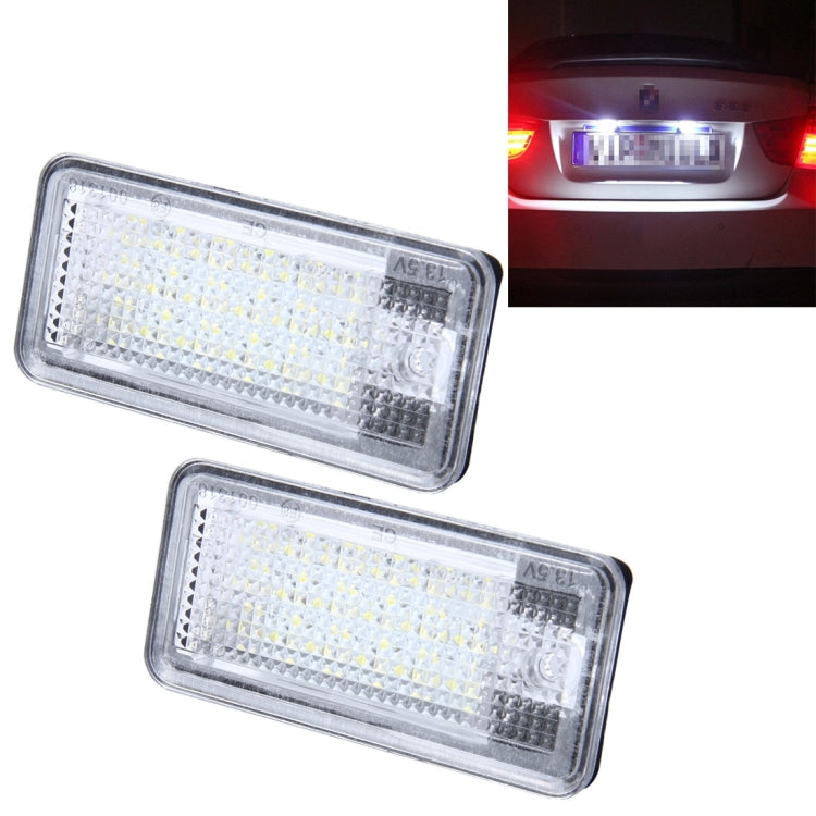 ไฟป้ายทะเบียน PCS 2 ดวงพร้อมหลอดไฟ SMD-3528 24 ดวงสำหรับ Audi, For Audi with 24 SMD-3528 Lamps