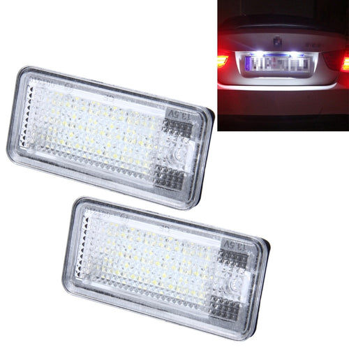 ไฟป้ายทะเบียน PCS 2 ดวงพร้อมหลอดไฟ SMD-3528 24 ดวงสำหรับ Audi, For Audi with 24 SMD-3528 Lamps