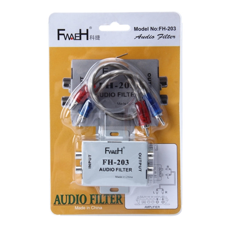 FH-203 12V เครื่องเสียงรถยนต์ เครื่องขยายเสียง ตัวกรองสัญญาณรบกวน RCA Plug Loop Isolator สำหรับ DVD Stereos, FH-203