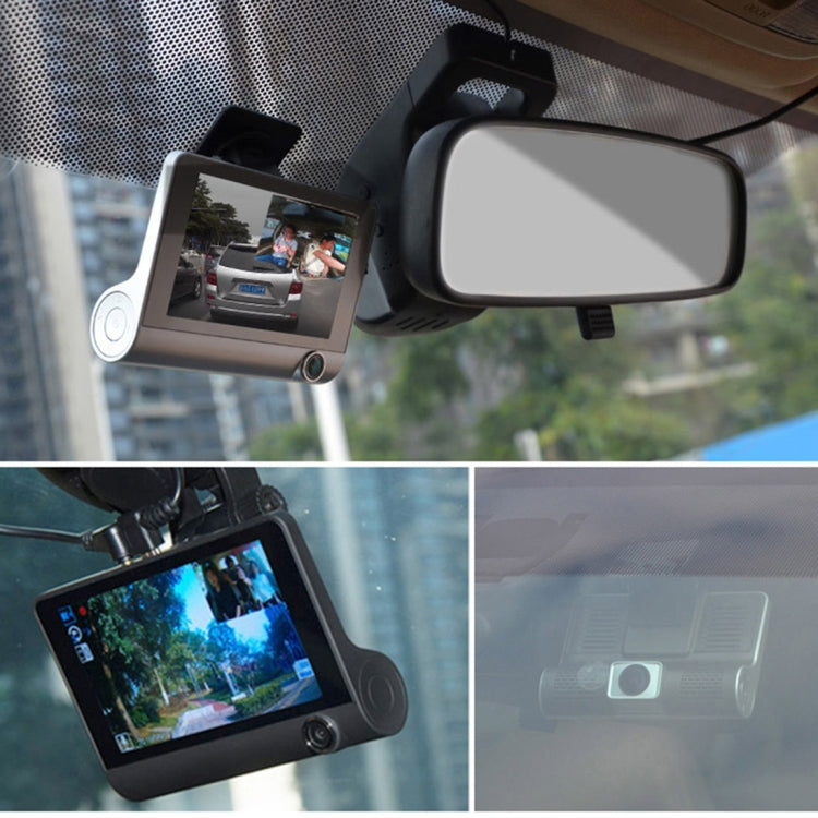 หน้าจอ IPS 4.0 นิ้ว 5.0 ล้านพิกเซล 170 องศามุมกว้าง Full HD 1080P 3 ช่องวิดีโอรถ DVR, รองรับ Night Vision เติมแสง / ภาพย้อนกลับ / การ์ด TF (สูงสุด 32GB) / G-sensor / การตรวจจับการเคลื่อนไหว, 170 Degrees