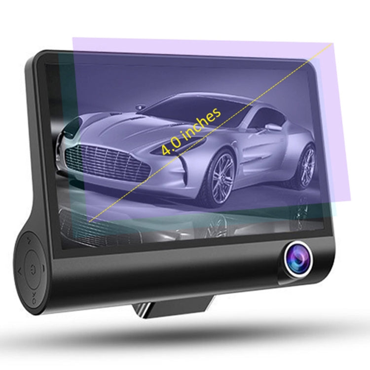 หน้าจอ IPS 4.0 นิ้ว 5.0 ล้านพิกเซล 170 องศามุมกว้าง Full HD 1080P 3 ช่องวิดีโอรถ DVR, รองรับ Night Vision เติมแสง / ภาพย้อนกลับ / การ์ด TF (สูงสุด 32GB) / G-sensor / การตรวจจับการเคลื่อนไหว, 170 Degrees