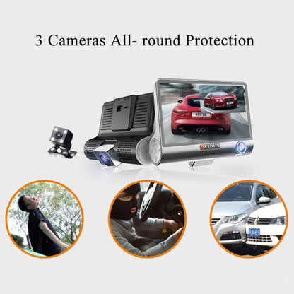 หน้าจอ IPS 4.0 นิ้ว 5.0 ล้านพิกเซล 170 องศามุมกว้าง Full HD 1080P 3 ช่องวิดีโอรถ DVR, รองรับ Night Vision เติมแสง / ภาพย้อนกลับ / การ์ด TF (สูงสุด 32GB) / G-sensor / การตรวจจับการเคลื่อนไหว, 170 Degrees