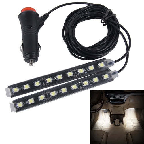 2 in 1 4.5W 18 SMD-5050-LEDs RGB รถ ตกแต่งพื้นภายในบรรยากาศโคมไฟนีออน, DC 12V, 2 in 1 4.5W (White Light)