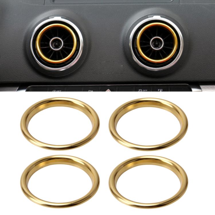 4 ชิ้นรถ Outlet แหวนตกแต่งอลูมิเนียม Air Outlet Chrome Trim แหวนรถแดชบอร์ดช่องระบายอากาศฝาครอบสติกเกอร์ตกแต่งสำหรับ Audi A3, For Audi A3