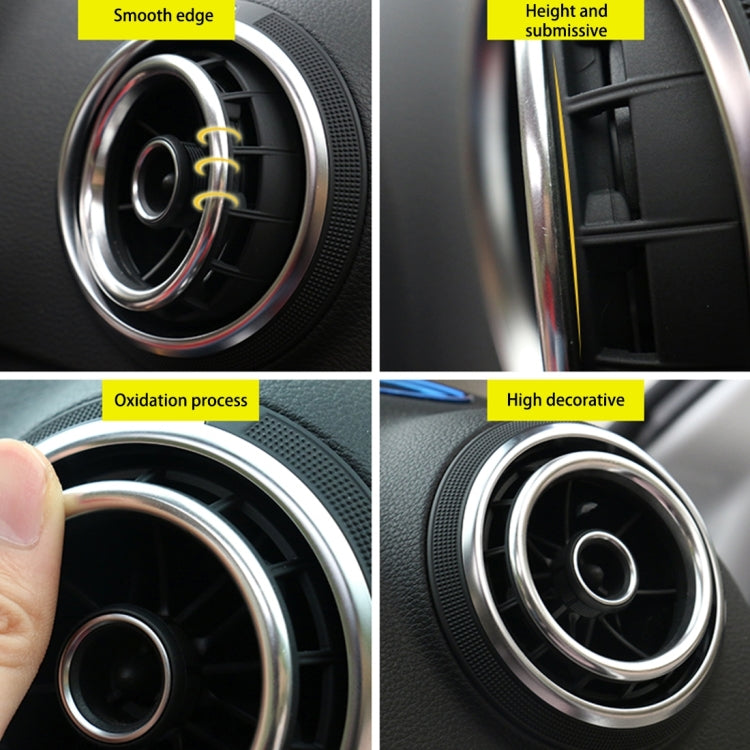 4 ชิ้นรถ Outlet แหวนตกแต่งอลูมิเนียม Air Outlet Chrome Trim แหวนรถแดชบอร์ดช่องระบายอากาศฝาครอบสติกเกอร์ตกแต่งสำหรับ Audi A3, For Audi A3