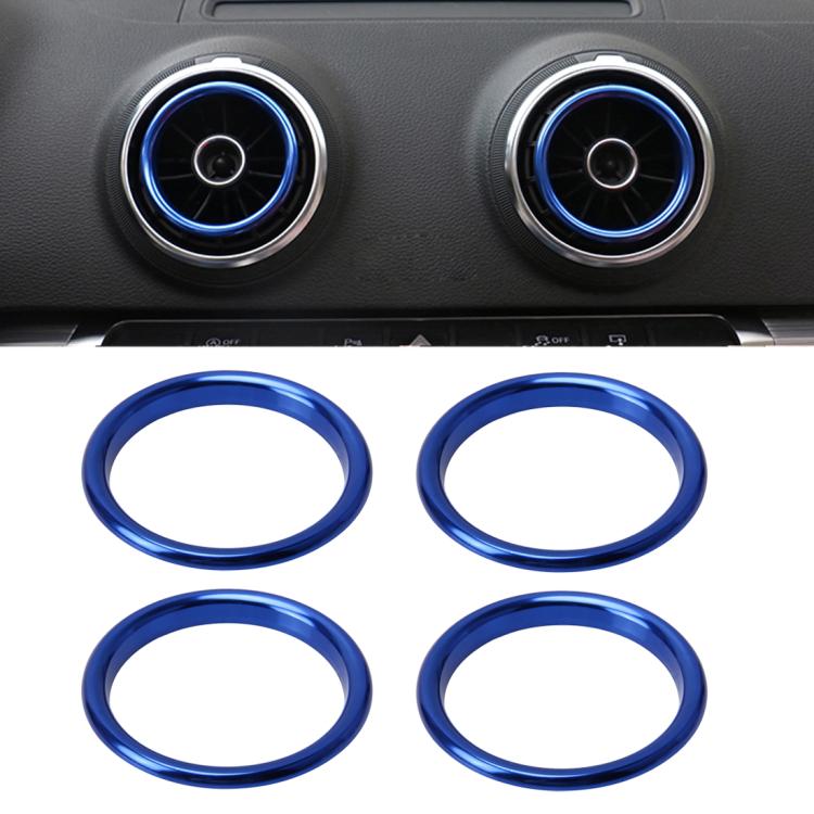 4 ชิ้นรถ Outlet แหวนตกแต่งอลูมิเนียม Air Outlet Chrome Trim แหวนรถแดชบอร์ดช่องระบายอากาศฝาครอบสติกเกอร์ตกแต่งสำหรับ Audi A3, For Audi A3