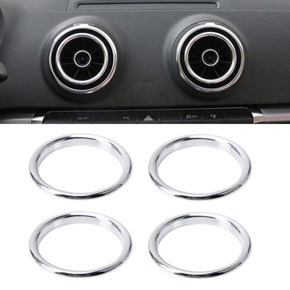 4 ชิ้นรถ Outlet แหวนตกแต่งอลูมิเนียม Air Outlet Chrome Trim แหวนรถแดชบอร์ดช่องระบายอากาศฝาครอบสติกเกอร์ตกแต่งสำหรับ Audi A3, For Audi A3