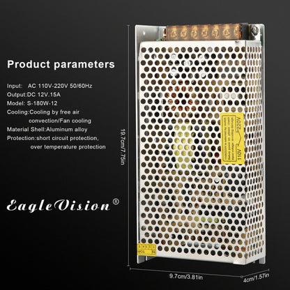 AC 110 / 220V ถึง DC 12V 15A 180W อะแดปเตอร์ AC-DC Converter ขั้นตอนลงโมดูล, 15A 180W