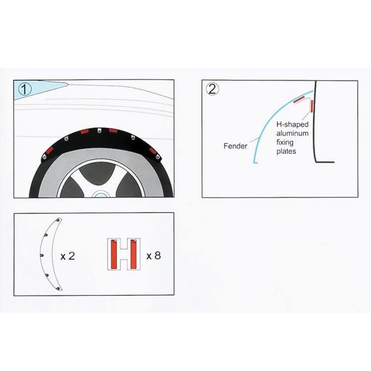2 ชิ้น 58 เซนติเมตรรถสติ๊กเกอร์ยางขนาดใหญ่รอบ Arc แถบสากลพิทักษ์พลุล้อคิ้วรูปลอกสติ๊กเกอร์คิ้วครอบคลุมรถยนต์สีดำลายรอบ Arc แถบ, 58cm