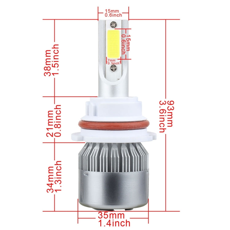 2 ชิ้น 9007 18W 1800 LM 6000K IP68 Casnbus ไฟหน้ารถ LED คงที่ในปัจจุบันพร้อมโคมไฟ 2 ซัง, DC 9-36V, 9007