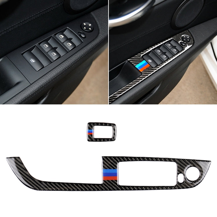 คาร์บอนไฟเบอร์หน้าต่างแผงโดยไม่ต้องพับสามสีสติกเกอร์ตกแต่งสำหรับ BMW Z4 ไดรฟ์ซ้าย 2009-2015, Window Lift Panel Sticker(Blue Red)
