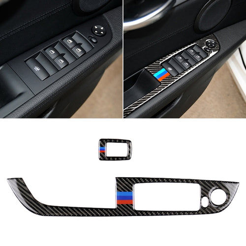 คาร์บอนไฟเบอร์หน้าต่างแผงโดยไม่ต้องพับสามสีสติกเกอร์ตกแต่งสำหรับ BMW Z4 ไดรฟ์ซ้าย 2009-2015, Window Lift Panel Sticker(Blue Red)