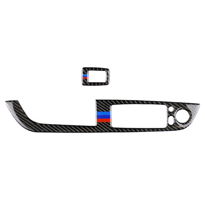 รถคาร์บอนไฟเบอร์หน้าต่างแผงพับสามสีสติกเกอร์ตกแต่งสำหรับ BMW Z4 2009-2015, เหมาะสำหรับซ้ายขับรถ, Window Lift Panel With Folding Key(Blue Red)