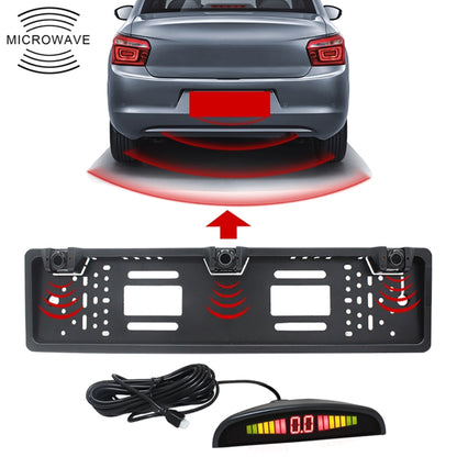 PZ300L รถยุโรปกรอบป้ายทะเบียนเซ็นเซอร์ที่จอดรถเรดาร์ถอยหลังพร้อมเครื่องตรวจจับเรดาร์ 3 ตัว, PZ300L