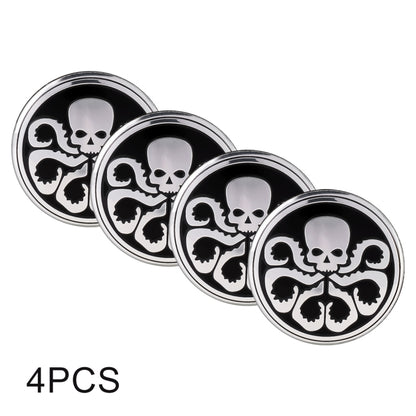 สติ๊กเกอร์ตกแต่งดุมล้อลายกะโหลกรถยนต์ 4 ชิ้นเส้นผ่านศูนย์กลาง: 5.8 ซม, Skull Pattern