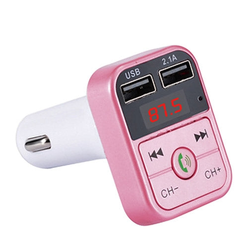B2 การชาร์จ USB แบบคู่เครื่องส่งสัญญาณ FM Bluetooth เครื่องเล่นเพลง MP3 ชุดอุปกรณ์ติดรถยนต์รองรับการโทรแบบแฮนด์ฟรีและการ์ด TF และดิสก์ U, B2 (Rose Gold)