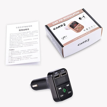 B2 การชาร์จ USB แบบคู่เครื่องส่งสัญญาณ FM Bluetooth เครื่องเล่นเพลง MP3 ชุดอุปกรณ์ติดรถยนต์รองรับการโทรแบบแฮนด์ฟรีและการ์ด TF และดิสก์ U, B2 (Rose Gold)