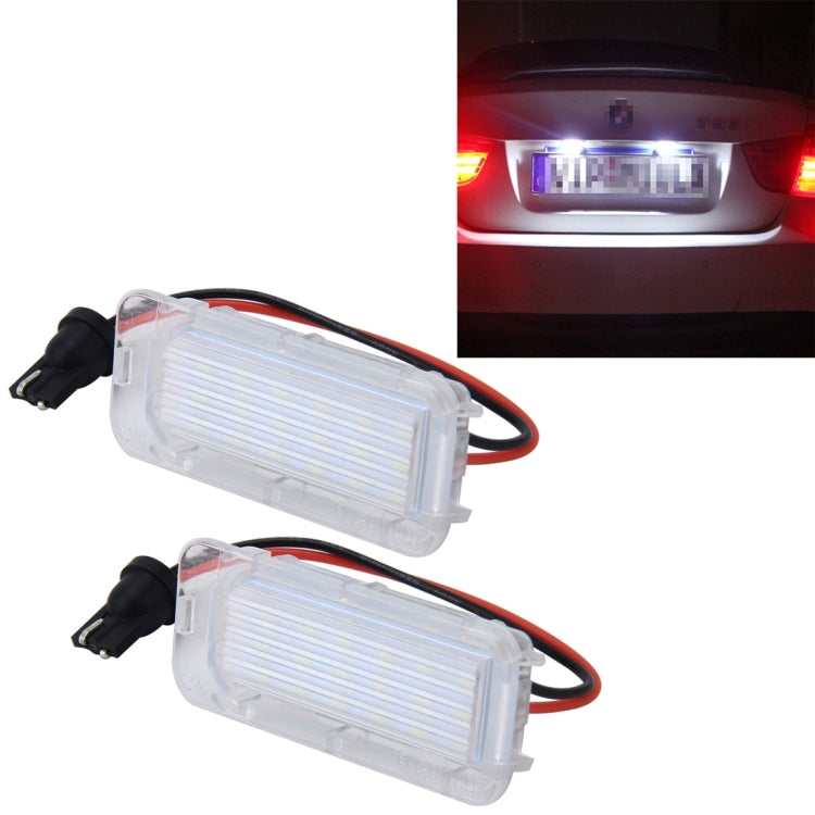 ไฟป้ายทะเบียน PCS 2 ดวงพร้อมหลอดไฟ SMD-3528 18 ดวงสำหรับ Ford, 2W 120LM, 6000K, DC12V (แสงสีขาว), For Ford