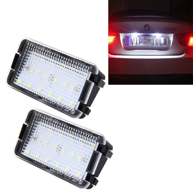 ไฟป้ายทะเบียน LED 2 ชิ้นพร้อมหลอดไฟ SMD-3528 18 ดวงสำหรับที่นั่ง, 2W 120LM, 6000K, DC12V (แสงสีขาว), For Seat