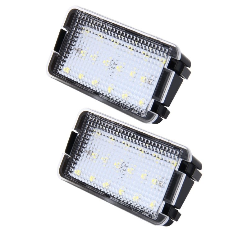 ไฟป้ายทะเบียน LED 2 ชิ้นพร้อมหลอดไฟ SMD-3528 18 ดวงสำหรับที่นั่ง, 2W 120LM, 6000K, DC12V (แสงสีขาว), For Seat
