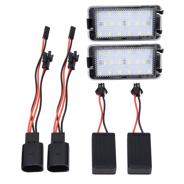 ไฟป้ายทะเบียน LED 2 ชิ้นพร้อมหลอดไฟ SMD-3528 18 ดวงสำหรับที่นั่ง, 2W 120LM, 6000K, DC12V (แสงสีขาว), For Seat