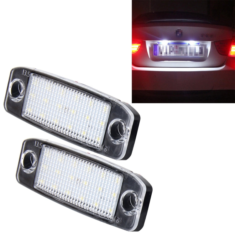 ไฟป้ายทะเบียน LED 2 ชิ้นพร้อมหลอดไฟ SMD-3528 18 หลอดสำหรับ Hyundai Sonata, 2W 120LM, 6000K, DC12V (แสงสีขาว), For Hyundai Sonata