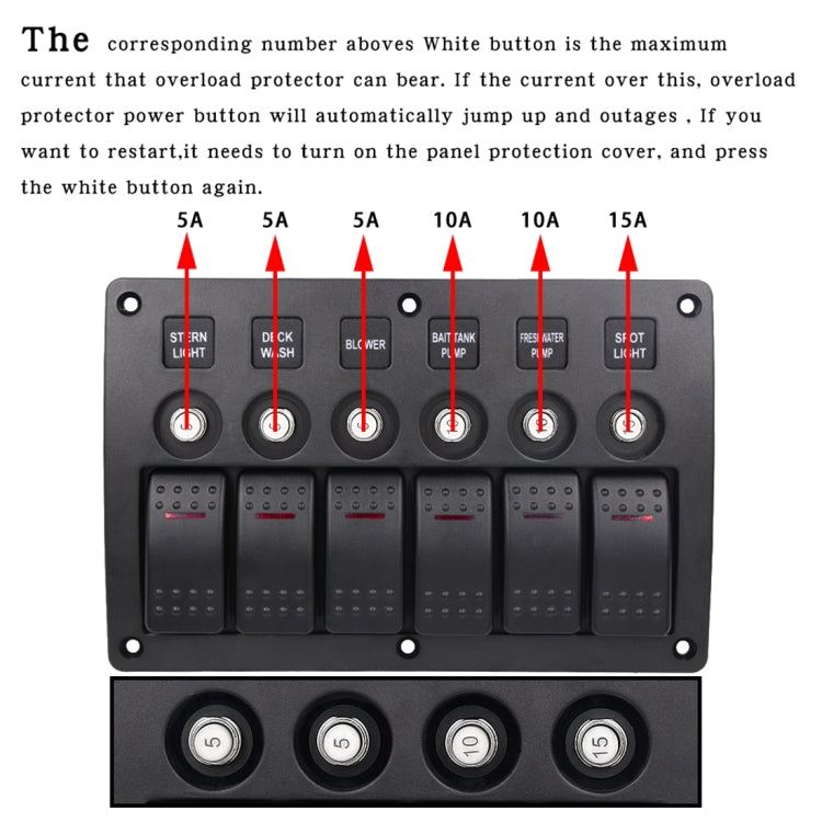 3Pin 6 WAY Switches COMBINATION SWITCH แผงไฟและเลนส์โปรเจคเตอร์สำหรับรถ RV Marine เรือ, 3Pin 6 Way