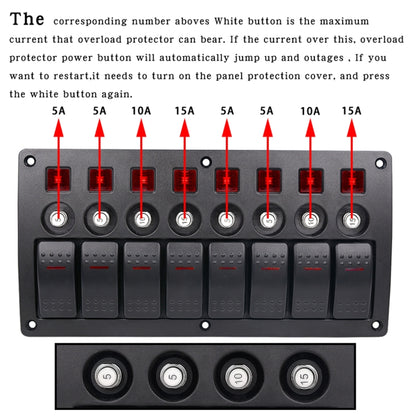 3Pin 8 WAY Switches COMBINATION SWITCH แผงไฟและเลนส์โปรเจคเตอร์สำหรับรถ RV Marine เรือ, 3Pin 8 Way