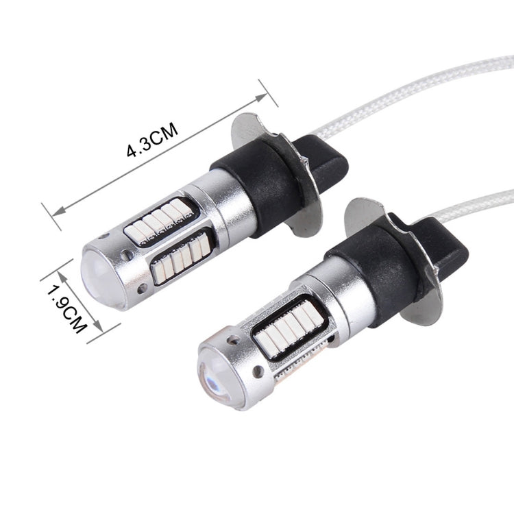2 ชิ้น H3 10W 30 SMD-4014 LEDs ไฟตัดหมอกรถยนต์, DC 12V, H3 (Blue Light), H3 (Orange Light), H3 (White Light)