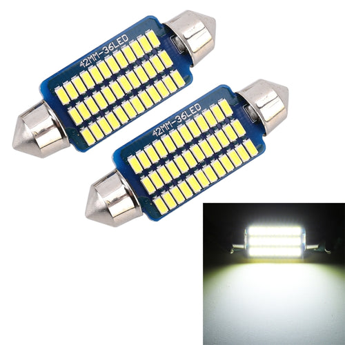 2 ชิ้น 41 มิลลิเมตร DC12V / 1.5 วัตต์ / 6000K / 100LM 36LEDs SMD-3014 ไฟป้ายทะเบียนรถยนต์ / ไฟโดมพร้อมตัวถอดรหัส, 1.5W 41mm